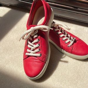 Ecco red leather tennis shoes